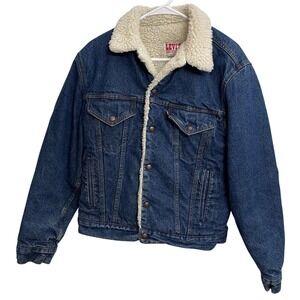 Vintage 80s Levi's Sherpa Lined Denim Jacket Made in USA Size 38R (or S) Trucker